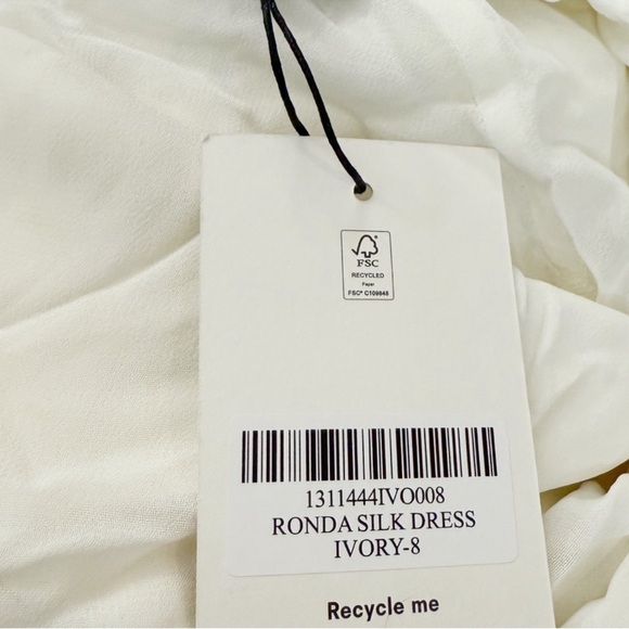 NWT Reformation Ronda One ShoulderAsymmetrical Neckline Silk Dress Ivory Sz 8 - Picture 11 of 16